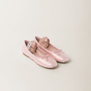 MIU MIU Satin Ballerina Flats Pink